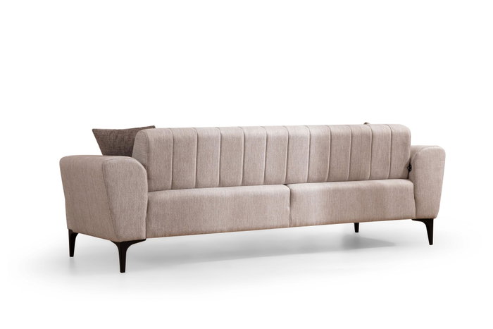 Atelier Del Sofa Hamlet Sofá-Cama 3 Plazas Beige con estructura de Madera de Haya y tapizado de Poliéster, 206x145x43cm